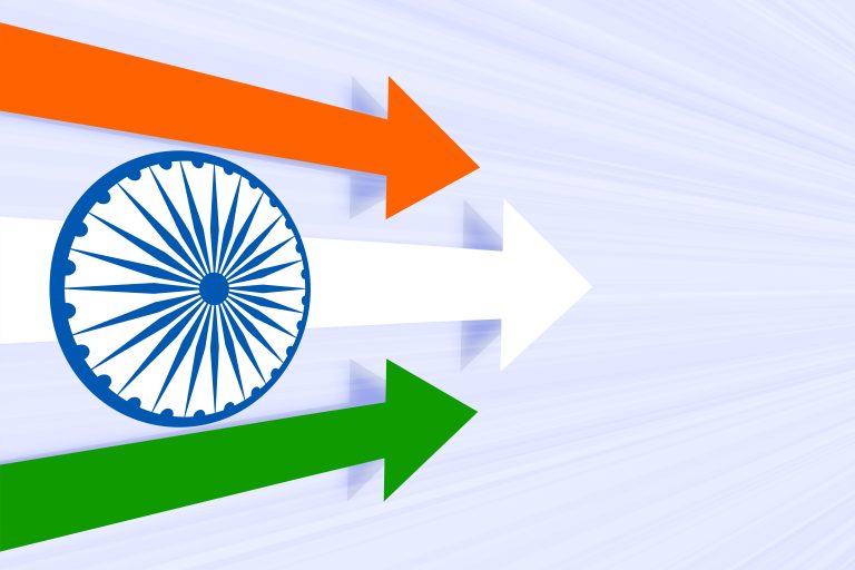 moving forward arrow in indian flag color concept